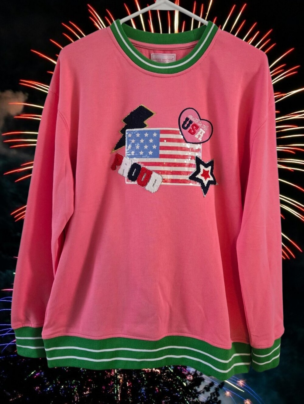 Simply Southern Crew Neck America Proud Varsity Sweater